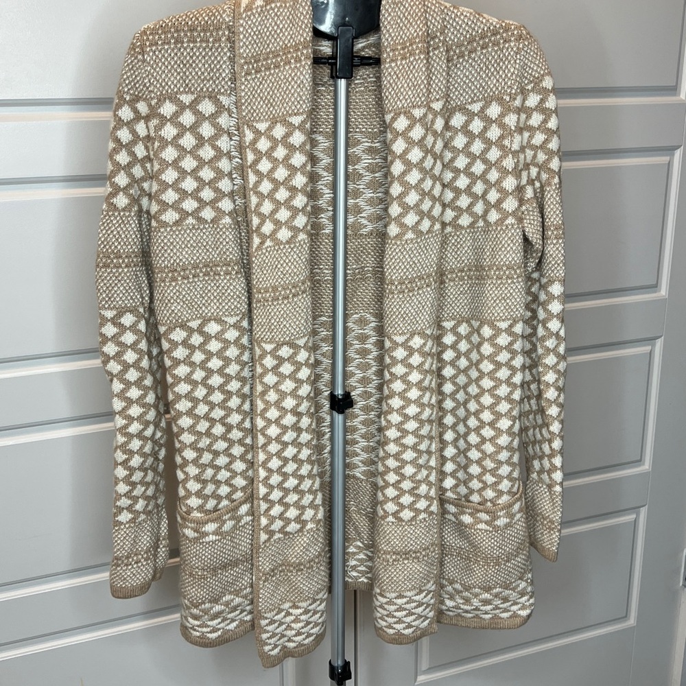 BCBGMaxAzria Tan and Cream Knit Cardigan